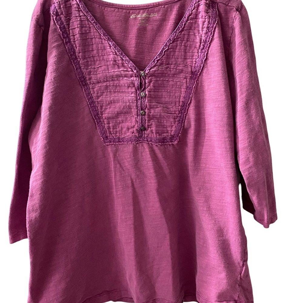 Eddie Bauer Mauve Button-Front Blouse